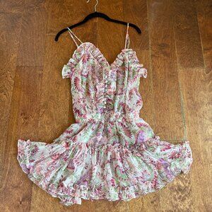 Misa Los Angeles Bambina Dress White Pink Ruffles Xs